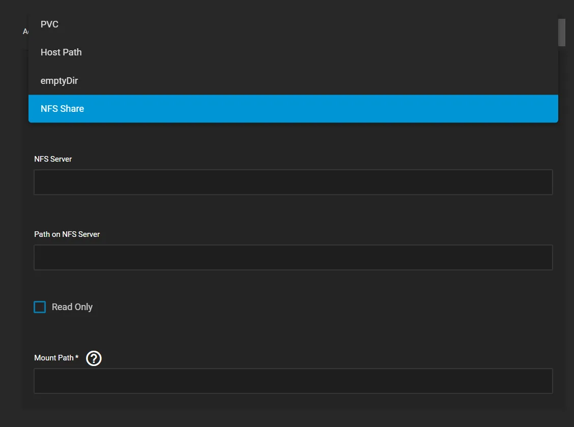 NFS Add Storage Blank